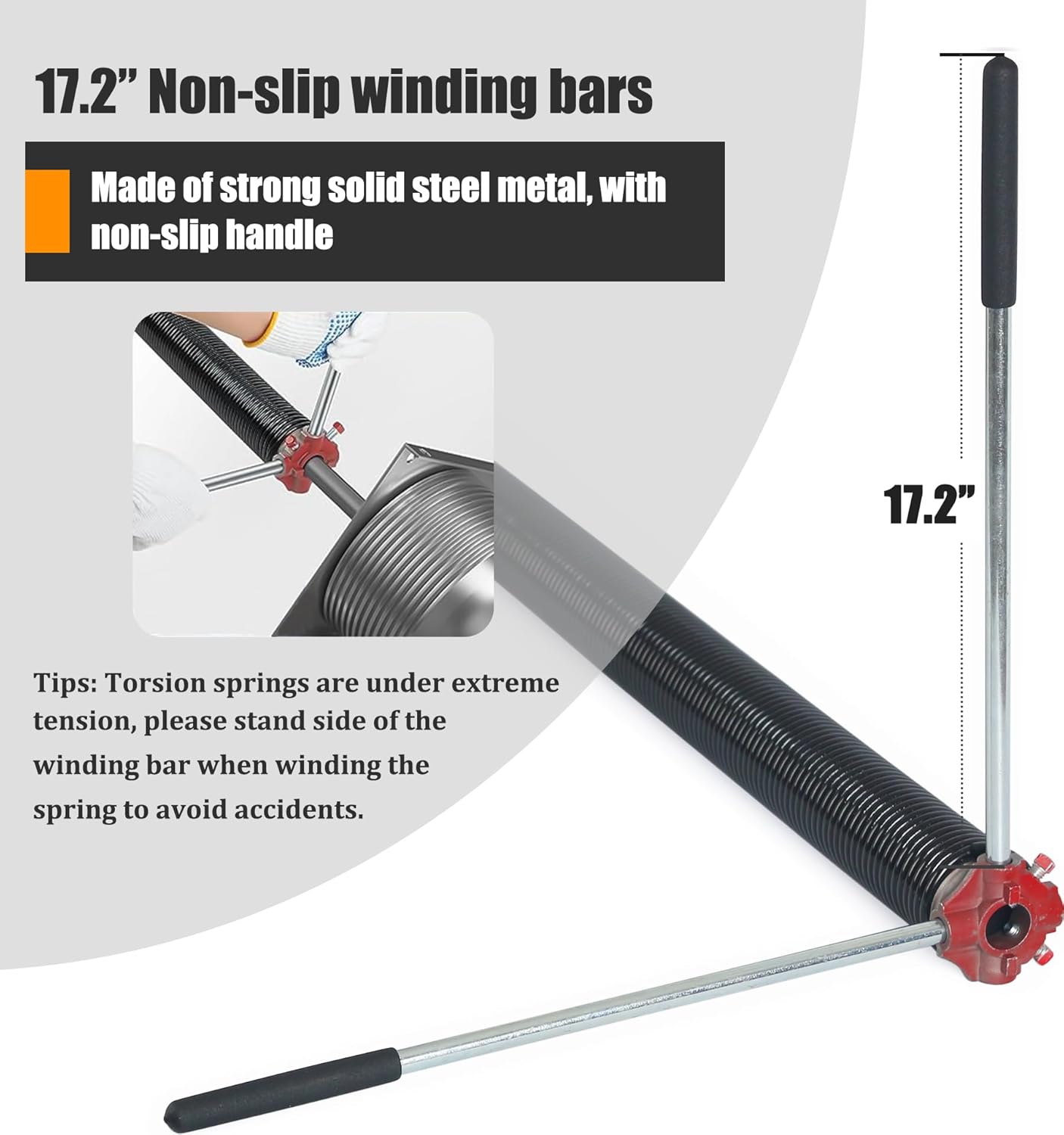 Garage Door Torsion Spring Set, Pair of 2" Electrophoresis Coated Garage Door Spring Replacement with 2 Non-Slip Winding Bars and Bearing, Minimum 16000 Cycles (.234x2x30")