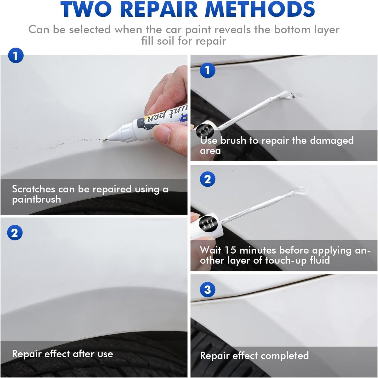 Quartz White (WW8) Touch Up Paint Compatible with Hyundai, DIY Car Paint Scratch Repair, Automotive Paints, Quick & Easy Fix Scratch Repair for Tucson/Elantra/Santa Fe/Sonata