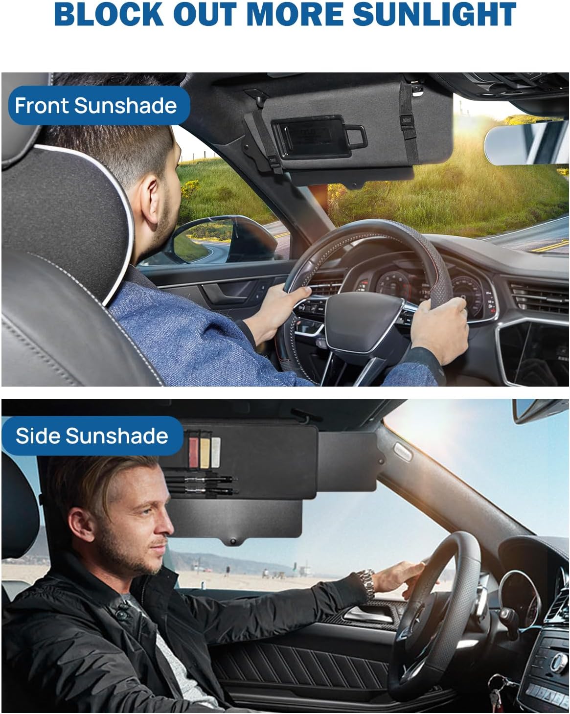 JoyTutus Car Sun Visor Extender - Protects from Anti-Glare, UV Rays - Sun Blocker Windshield Sunshade for SUV (2 Pack)