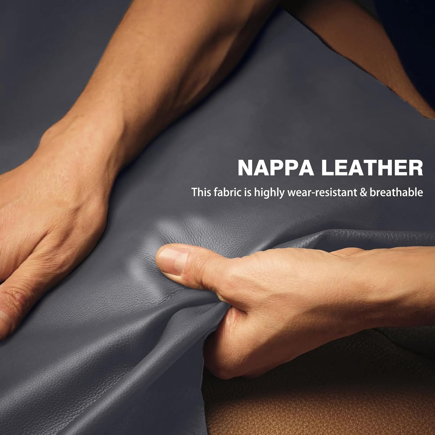 【2025 Model】 Breathable Soft Leather Car Steering Wheel Cover for Men Women, Non-Slip, Comfortable,Universal 15 inches Steering Wheels, Grey