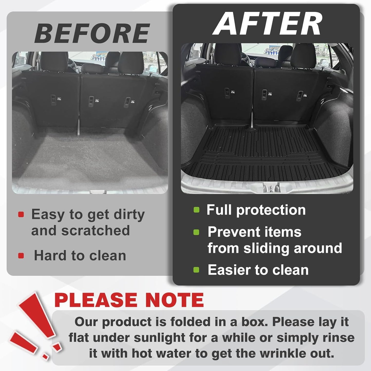 TripleAliners Trunk Mat All Weather Liners Compatible with 2025 Nissan Kicks Interior Accessories Custom Fit Anti-Slip TPE Full Coverage Protection Rear Trunk Floor Mat (S Trim Level ONLY)