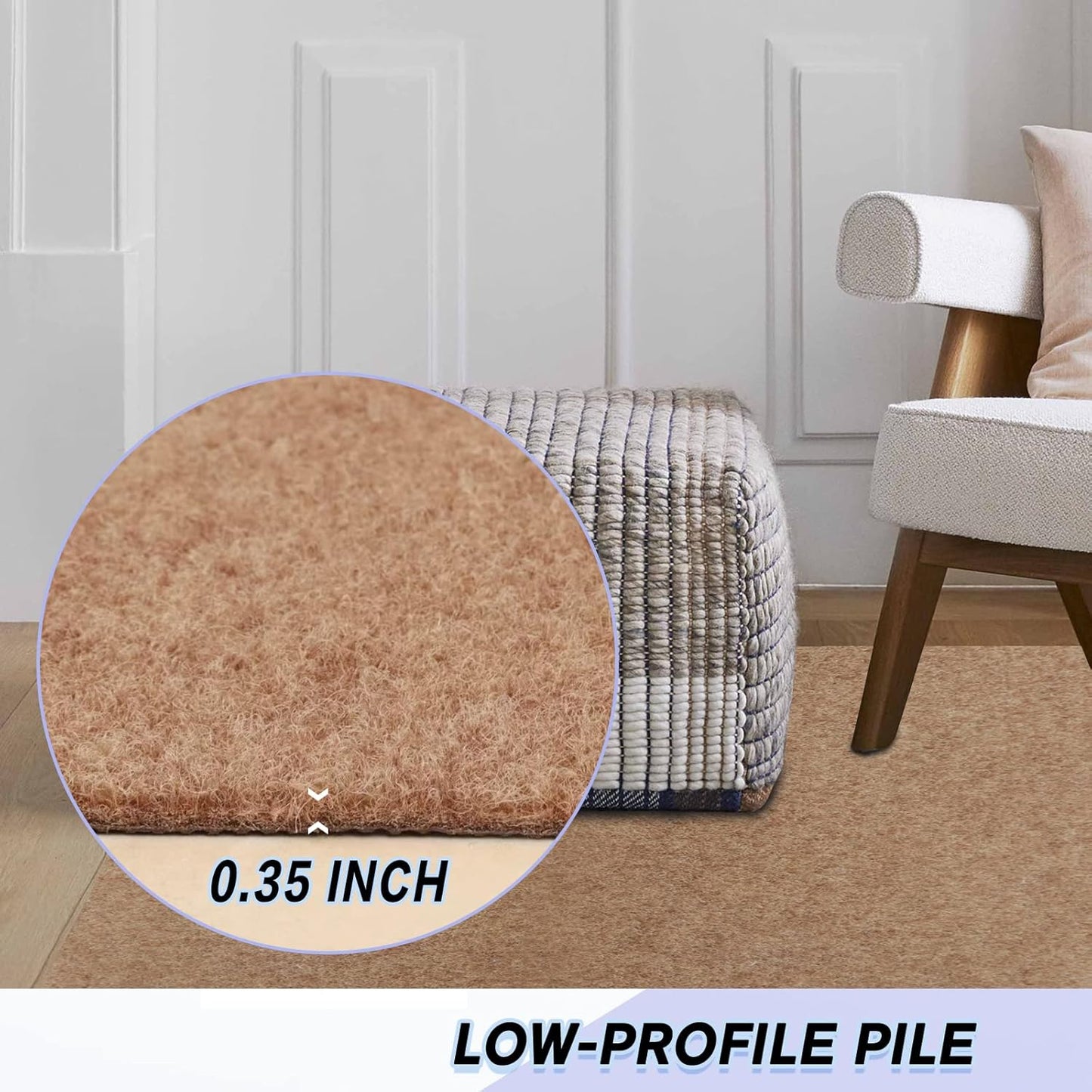 Custom Size Backed Non-Slip Area Rugs Runner, Easy Clean, Waterproof Runner Rugs for Hallway Entryway, Kitchen, Laundry, 2FT x 12FT, Beige