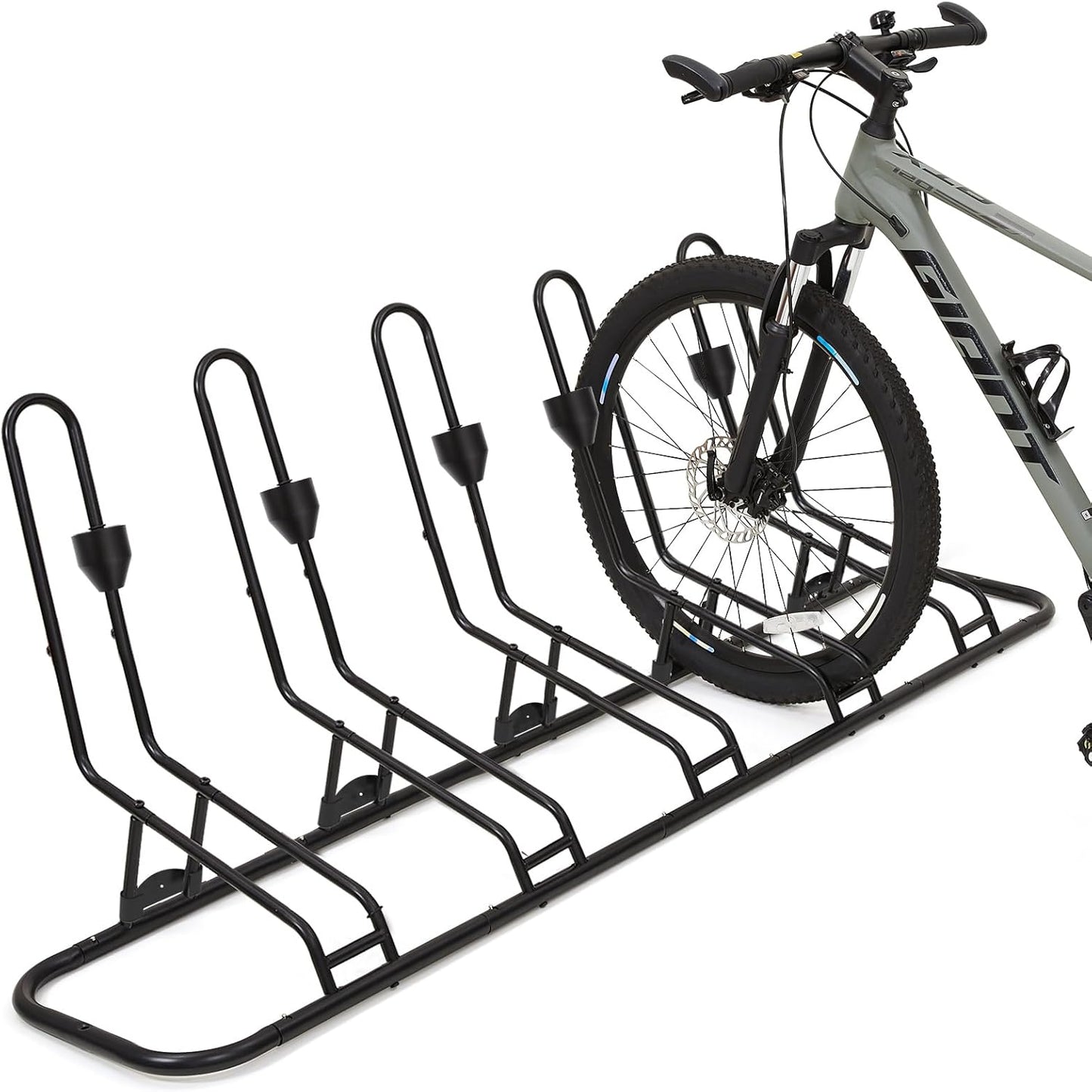 Floor Bike Rack for 5 Bikes, Safeguard Disc Brakes & Derailleurs Design, Waterproof Bicycle Stand Indoor/Outdoor/Garage Use, Fits 12"-29" Tires, Upgraded 0.63" Steel Tubes for Stability