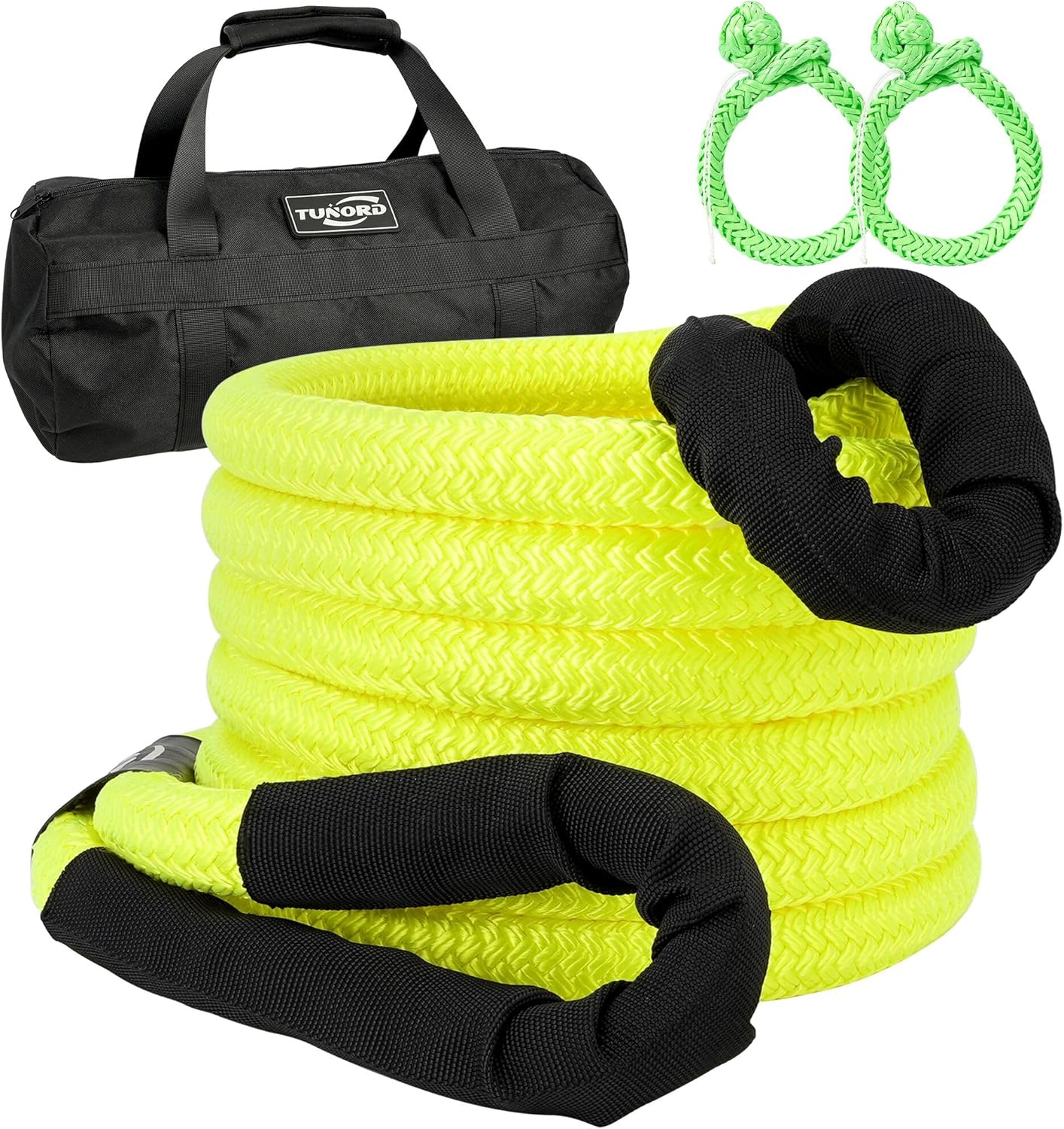 Kinetic Recovery Tow Rope Heavy Duty Offroad Snatch Strap for for Trucks SUV UTV ATV Tractor Car Jeep, Tractor, Bobcat, Ram 2500, Silverado 2500, Ford F250 (Green, 1" x 30')