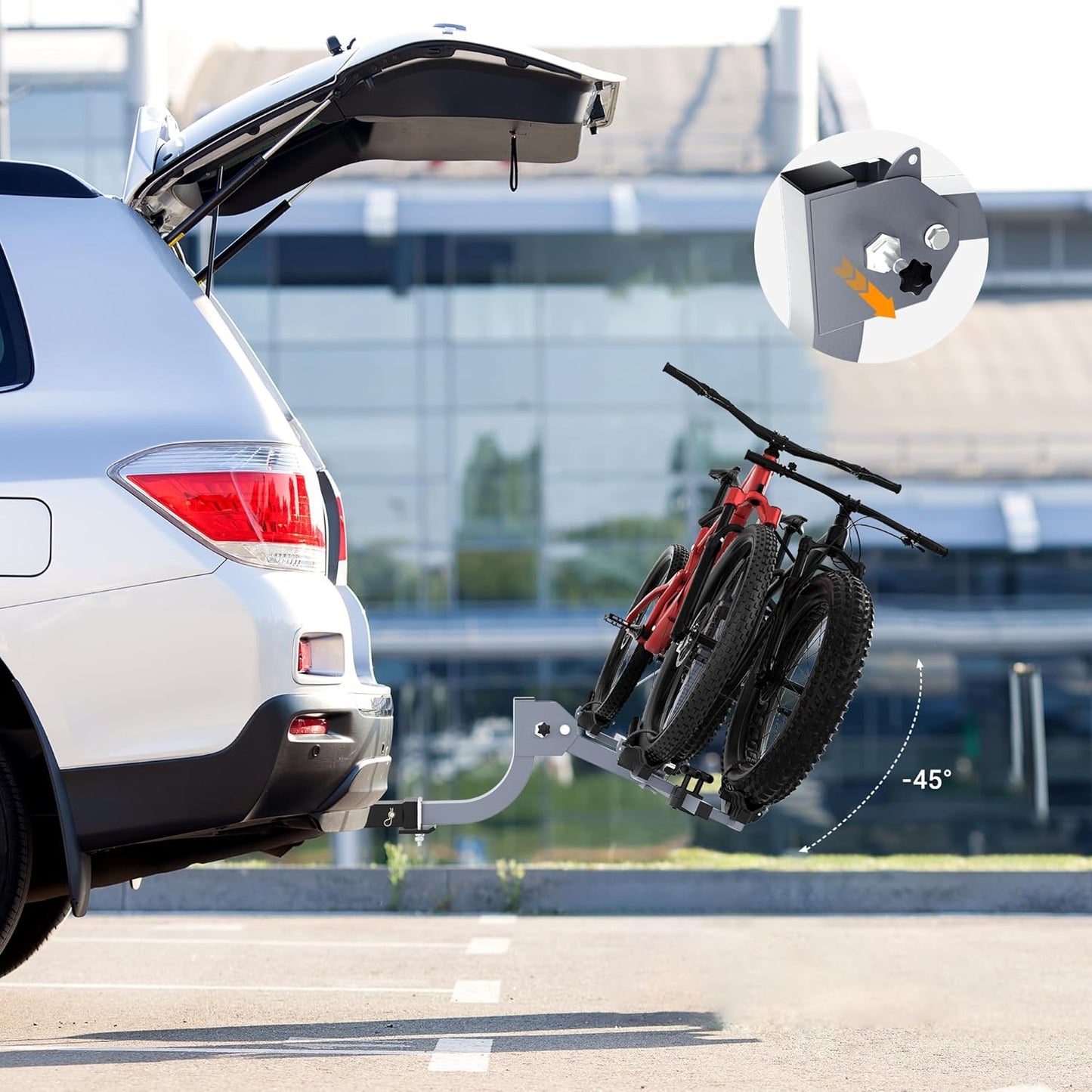 WILDROAD Hitch Bike Rack, Foldable 2-Bike Rack for Standard, Fat Tire and E-Bike, Wobble Free Smart Tilting Bike Rack, 2-Bike 180 lbs Capacity, Fits 2-inch Receiver