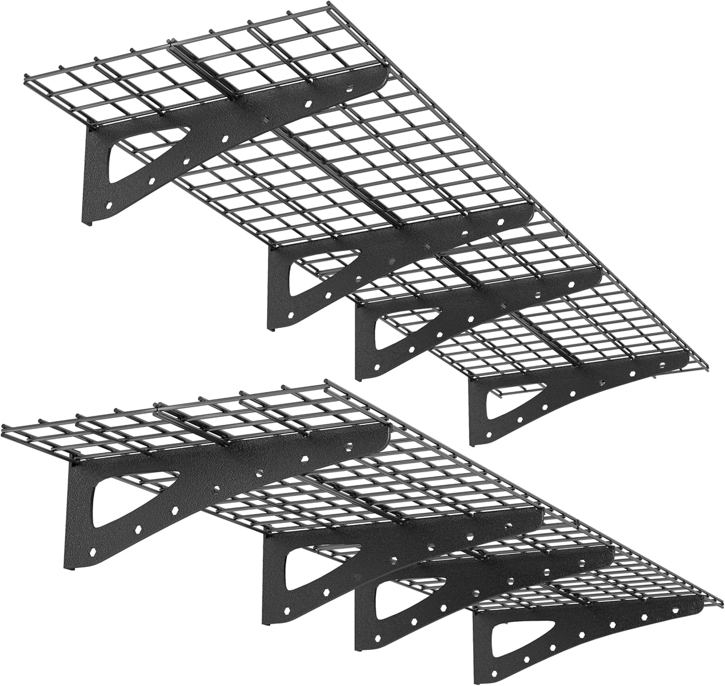 4-Pack Garage Wall Shelving, 2x4ft Walls Shelf Storage Rack, Sturdy Walls Shelves for 1200LBS, Black, Heavy Duty Shelving Wall Mounted for Garage, Kitchens, Storeroom, Basement, 47.2" x 23.6"