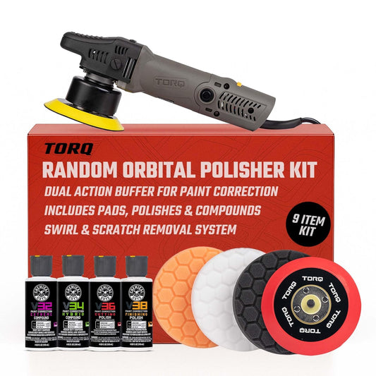 Chemical Guys BUF_503X TORQX Random Orbital Polisher, Pads, Polishes & Compounds Kit (Safe for Cars, Trucks, SUVs, & More) 700W, Orbit 8mm - 9 Items