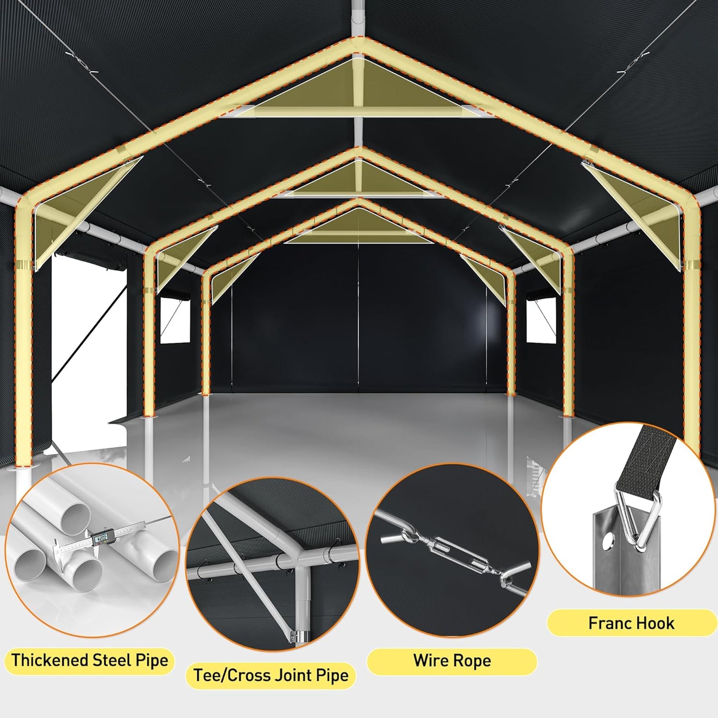 Bepatio 2 Car Carport, 20 x 20 Heavy Duty Metal Carport, All Weather Extra Large Car Port, Outdoor Portable Garage with Side-Opening Doors & Roll-Up Windows