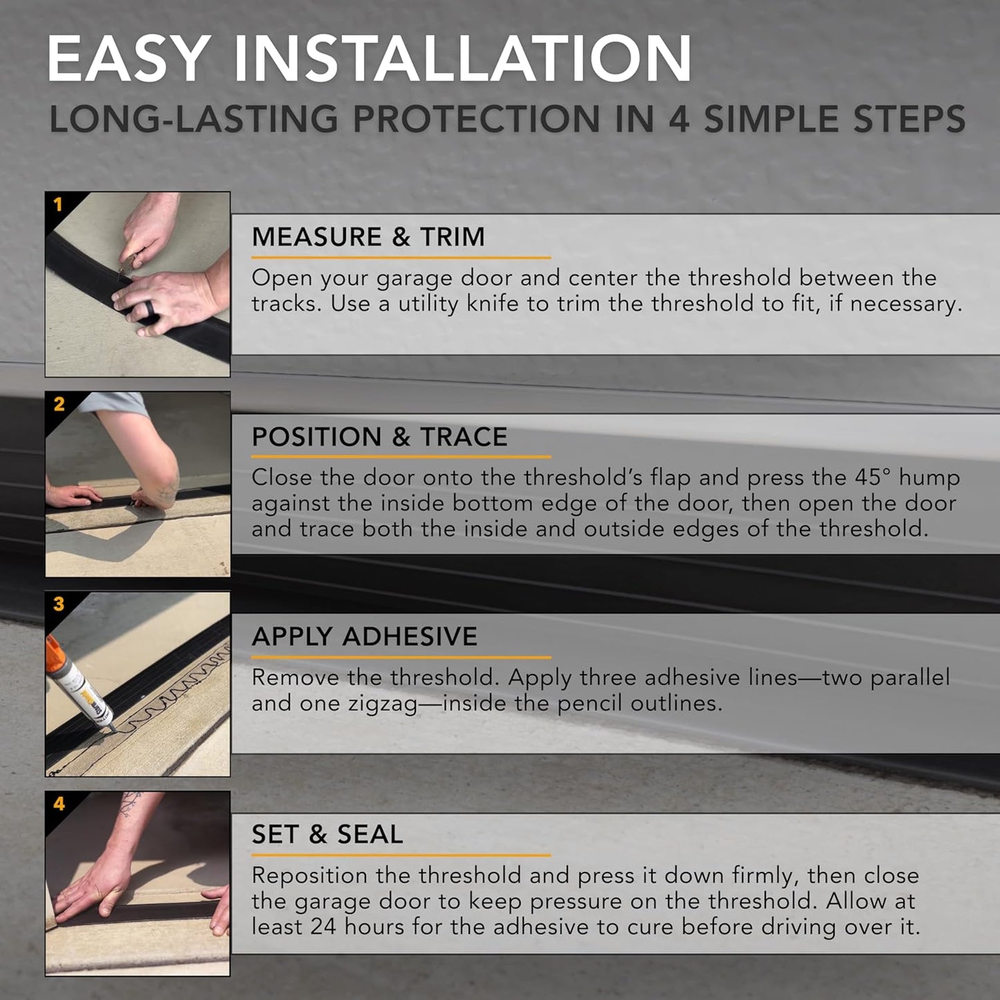Storm Shield® 10’ Garage Door Seal Threshold Strip - Durable PVC Rubber Seal Strip - Flame Resistant, Weatherproofing Garage Door Installation - Epoxy Adhesive - Made in The USA