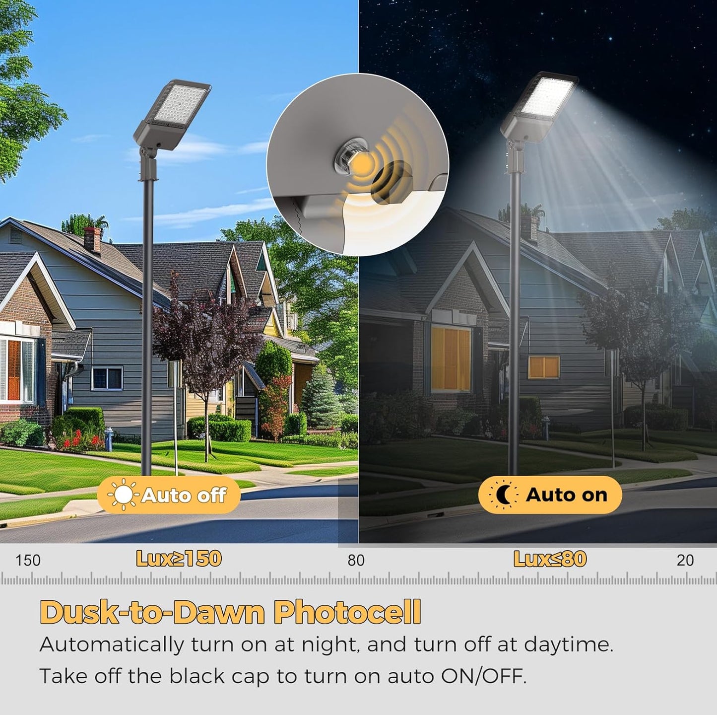 240W LED Parking lot Lights Commercial Area Oudoor Lighting LED Street Lights with Dusk to Dawn Photocell 43200Lm(180LM/W) 6000K IP65 Waterproof 100-277V for Driverway Parking Lot 9 Pack