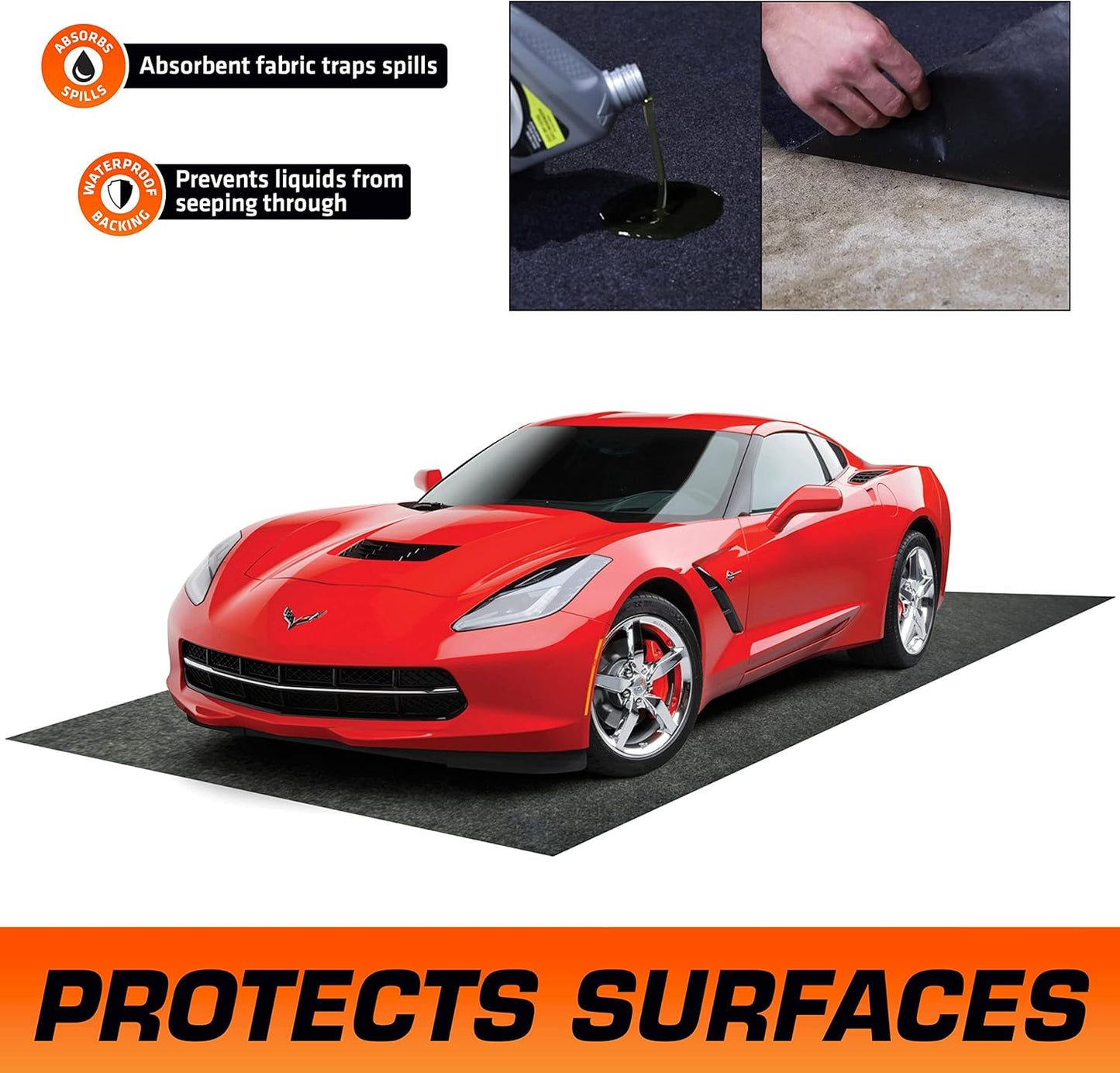 Armor All Original XL Garage Floor Mat, (22' x 8'10"), (Includes Double Sided Tape), Protects Surfaces, Transforms Garage - Absorbent/Waterproof/Durable (USA Made) (Charcoal)