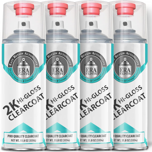 ERA Paints 2K High Gloss Automotive Clear Coat Spray/Aerosol Can – Professional Quality & Finish - Easy to Use – Best Value (4 pack)