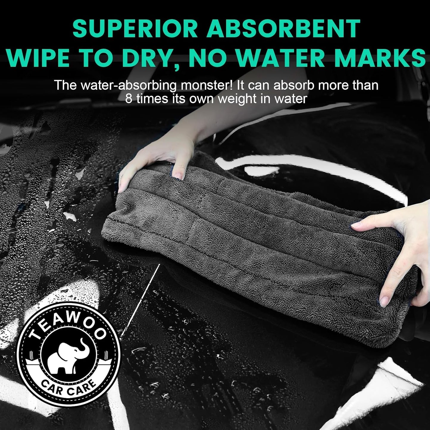 2 Pack Double-Sided Car Care Extra-Large, Ultra-Absorbant Microfiber Drying Towel for Cars and Trucks, Super Absorbent Car Drying Towel, 1300GSM, 35" x 24"