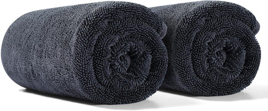 JOYMOOP Car Dry Towel, Quick Drying, Medium Size, Microfiber Cleaning Cloth, Dark Grey, 35.4 x 23.6 Inches, 2 Pack for Boates, RVs, SUVs, Trucks, Cars