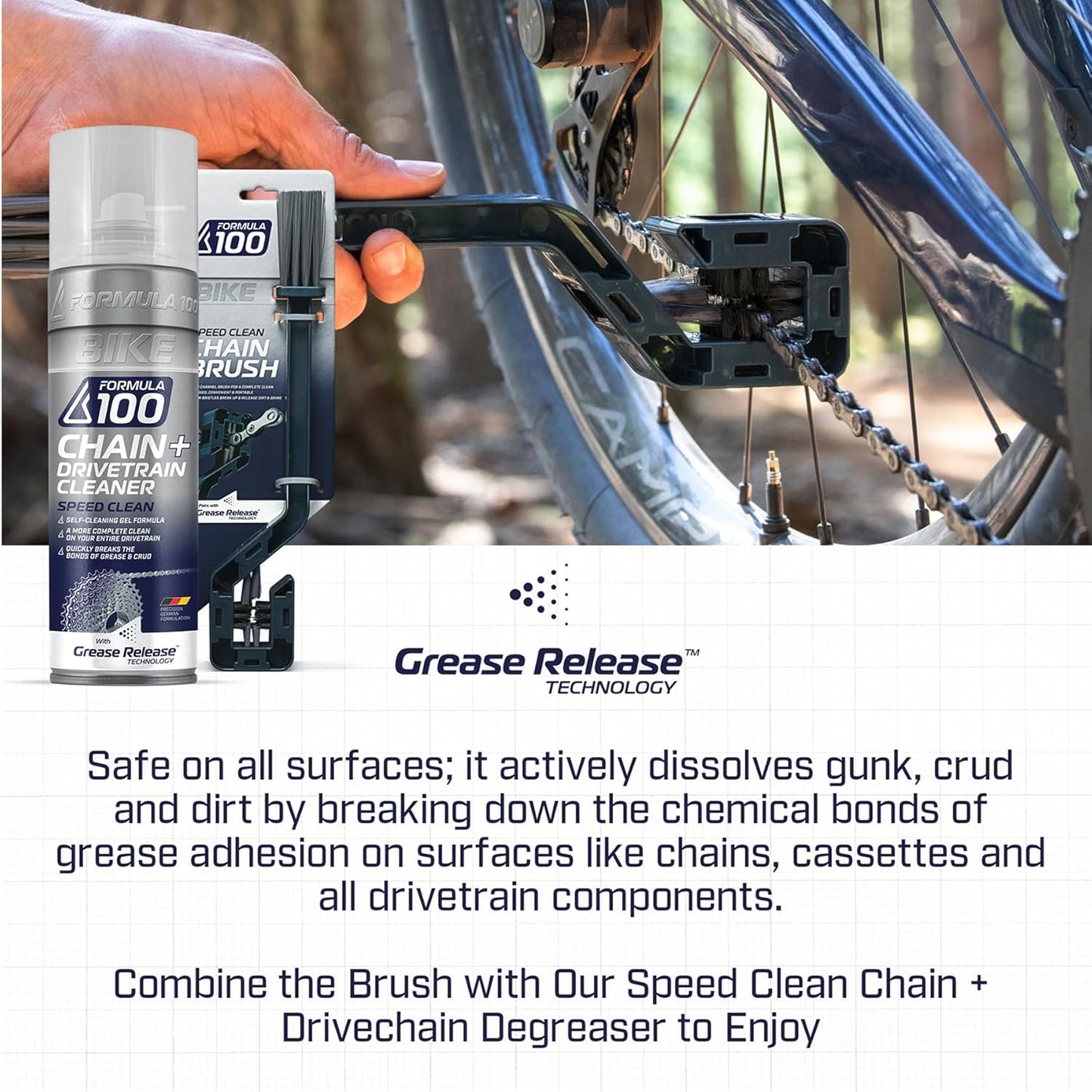 Speed Clean Chain + Drivetrain Brush – Deep Cleaning for Bicycles – Firm Bristles, Dual Brush, Comprehensive Clean