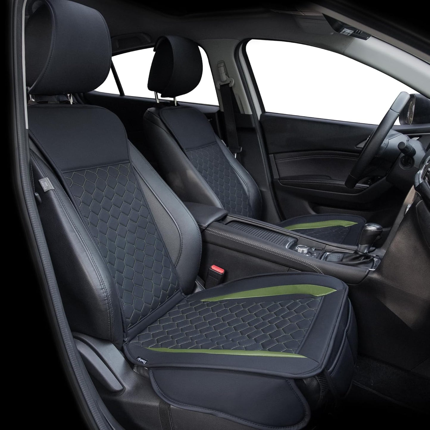 Elantrip 2PCs Front Car Seat Covers Leather Car Seat Protector Universal fit for Most Cars SUVs and Trucks Water Proof Seat Protector Black and Green