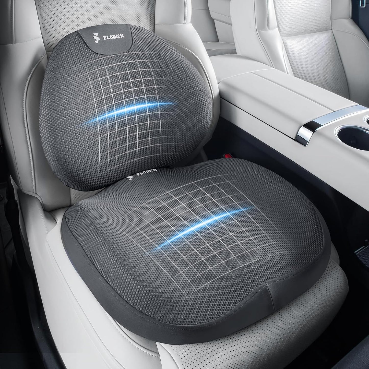 FLORICH Seat Cushion and Lumbar Support Pillow for Office Chair Car, Ergonomic Memory Foam Back Support for Office Gaming Chair Driving Seat Wheelchair, Relieves Neck, Back & Sciatica Pain – Gray