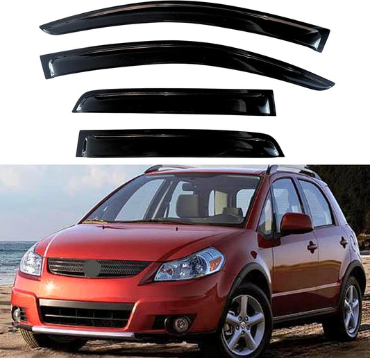 KPY Window Visor Compatible with Suzuki SX4 Hatchback 2008-2010, Rain Guard Window Vent Deflectors Tape-On Style, 2008 2009 2010 (Hatchback Only)