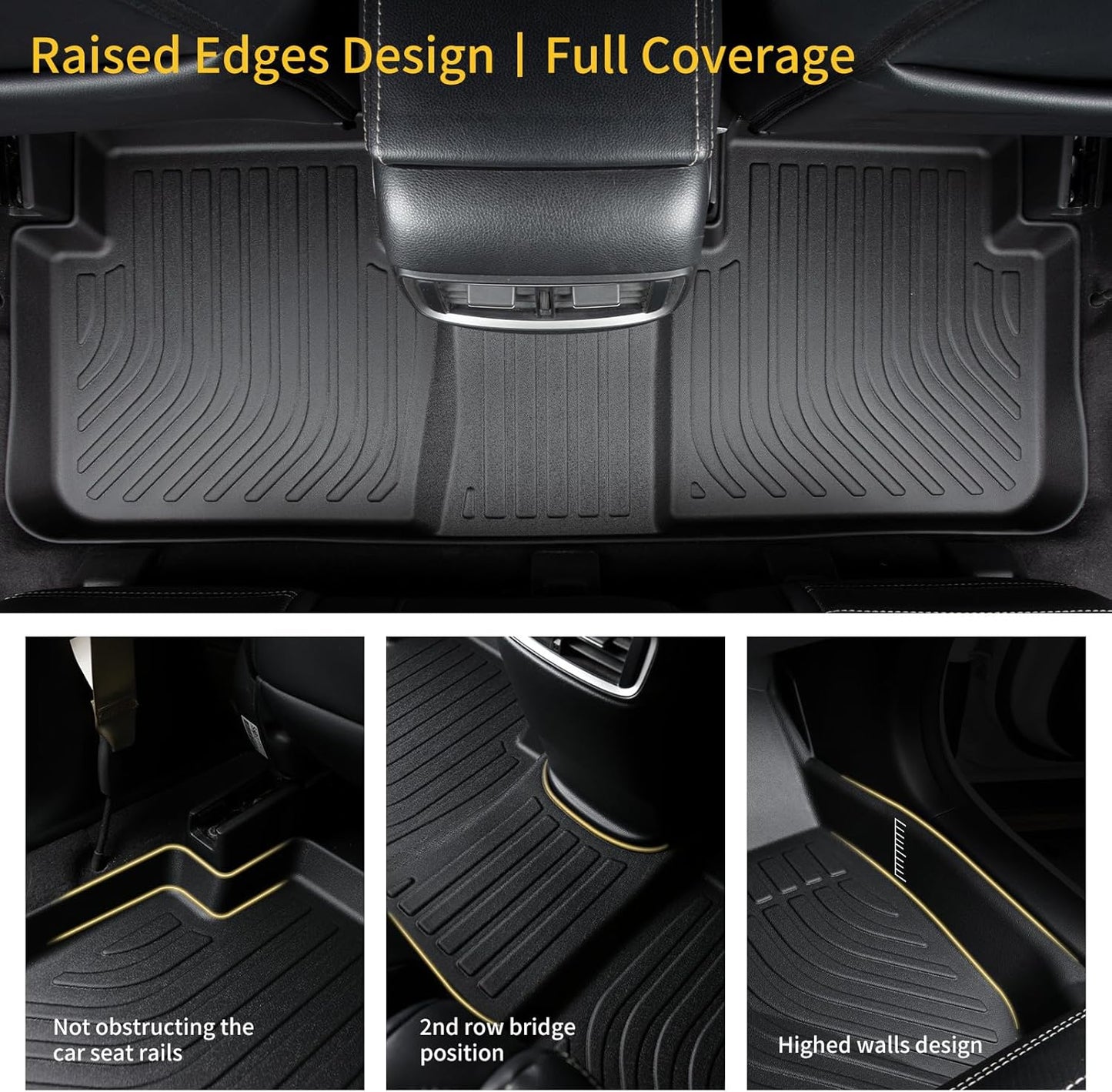 GINOWY-Floor Mats & Cargo Liner Set for 2018-2025 Volkswagen Atlas, 7 Passenger, TPE All Weather Car Mats Floor Liners for VW Atlas 7 Seater Waterproof Cargo Trunk Mat Accessories Mats