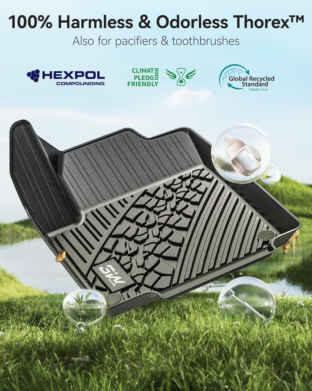 3W Floor Mats&Cargo Liner Fit for Jeep Cherokee 2015-2023, All Weather Custom Fit Trunk Liner for Jeep Cherokee, Heavy Duty Trunk Mat Behind 2rd Row Black(NOT for Grand Cherokee)