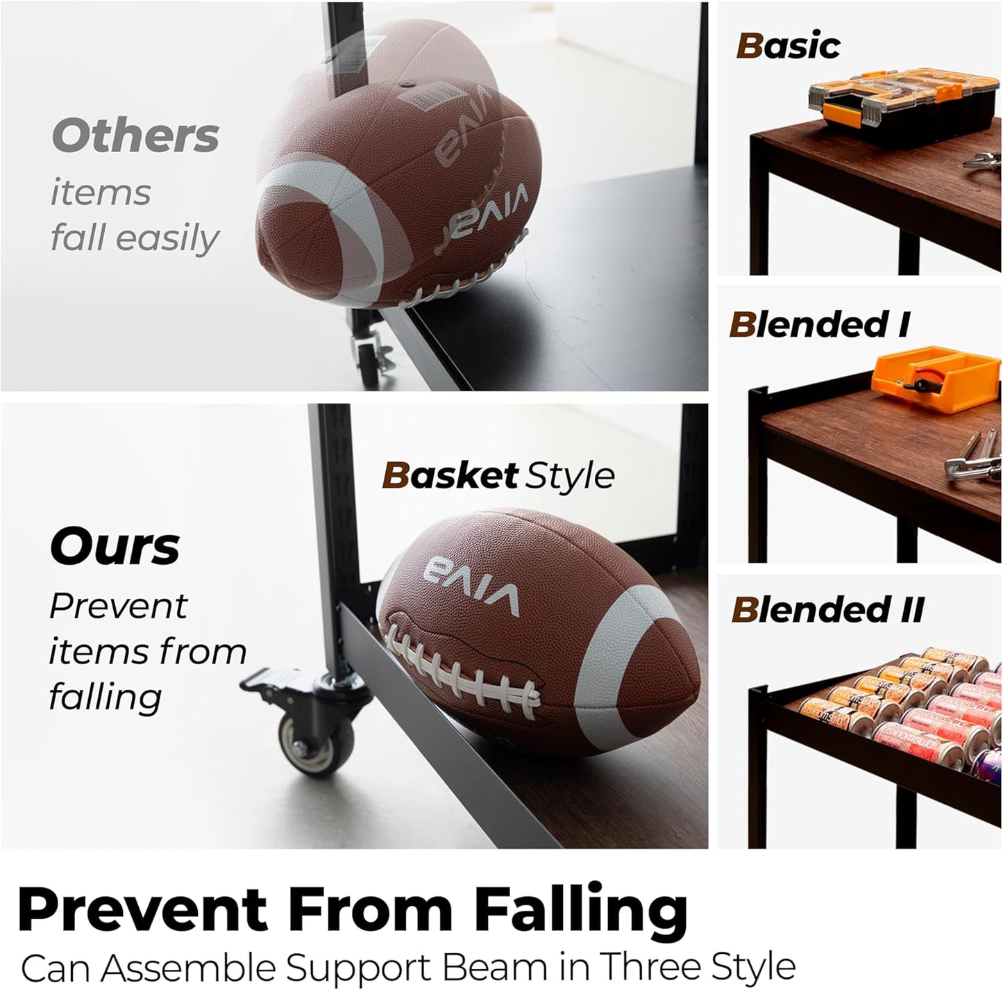 HOMEDANT House 5-Tier Metal Rolling Cart Shelf Rack Casters Heavy Duty Laminated Wheel Shelving Unit Adjustable Utility Storage Shelves Organizer Shelf Kitchen Garage 36.2" W x 16.5" D x 69.5" H 1Pack