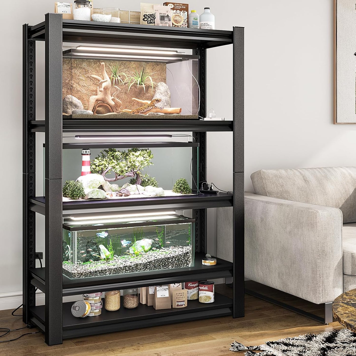 40in Wide Garage Shelving Heavy Duty，2500lbs Large Loads Adjustable Garage Storage Shelves,All Metal Storage Racks and Utility Rack Shelves, 40”W x 18”D x 72”H (Black)