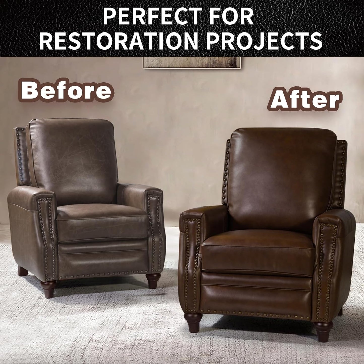 Leather Repair Kit Recoloring Balm Cleaner Conditioner Waterproof Beeswax Oil for Car Seat Furniture Couch Shoe Leather Vinyl(White)