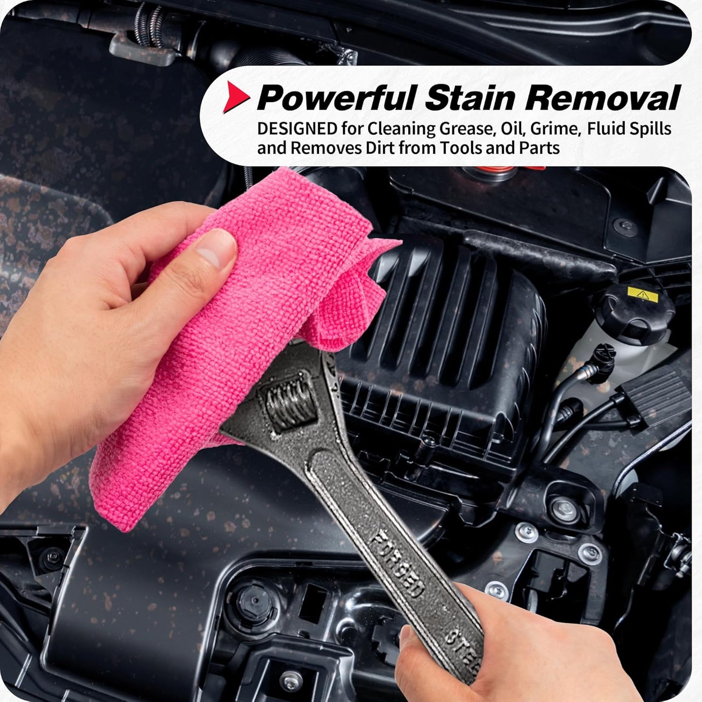 FIXSMITH Microfiber Cleaning Cloth, 100 Pack Shop Towels, Micro Fiber Cloth for Cleaning Car, All-Purpose Absorbent Cleaning Rags for Housekeeping, Dust Cloth for Office, Car Wash Towels, 12inx12in