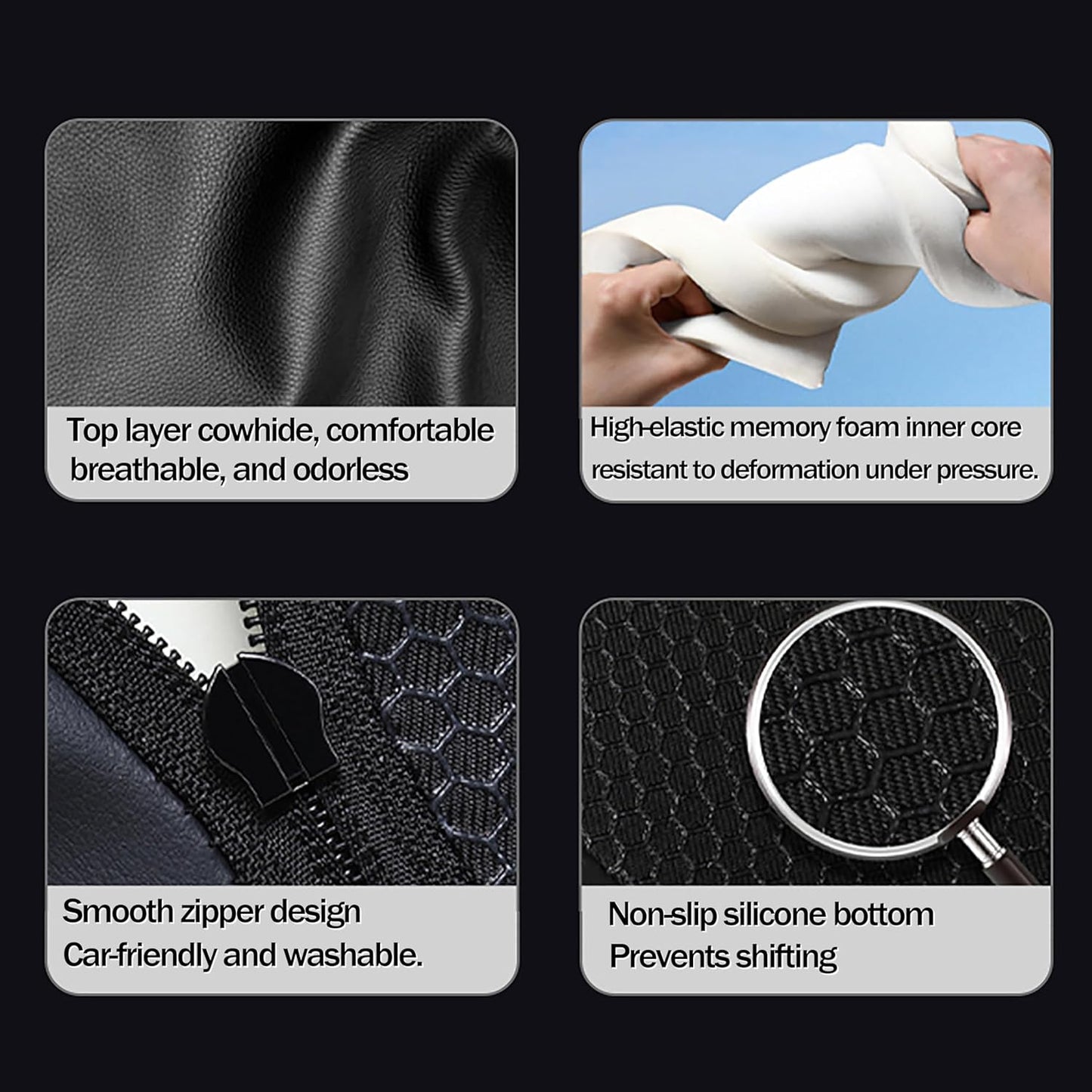 Car Center Console Cover pad Genuine Cowhide Leather,Black Armrest Box mat, Full size SUV truck arm rest Cushion Protector,true cow Leather,f150 sierra titan silverdo tundra(sizeD 15x13.4x2.2)