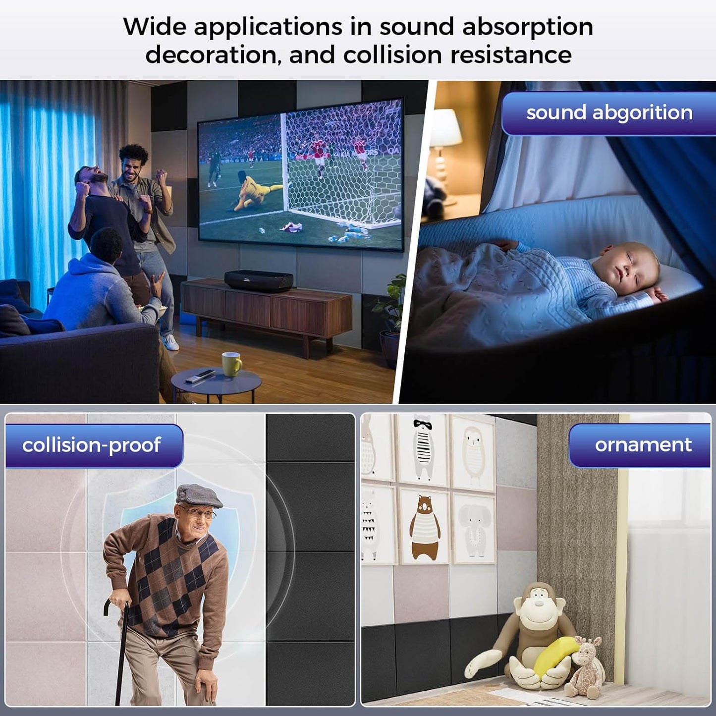 15 pcs 165dtex Microfiber Acoustic Panels ，Self-Adhesive Soundproof Wall Panels, 12 x 12 x 0.4 in Sound Proof Foam Panels for Walls, High Density, Noise Dampening Panels for Home Studio（Black）