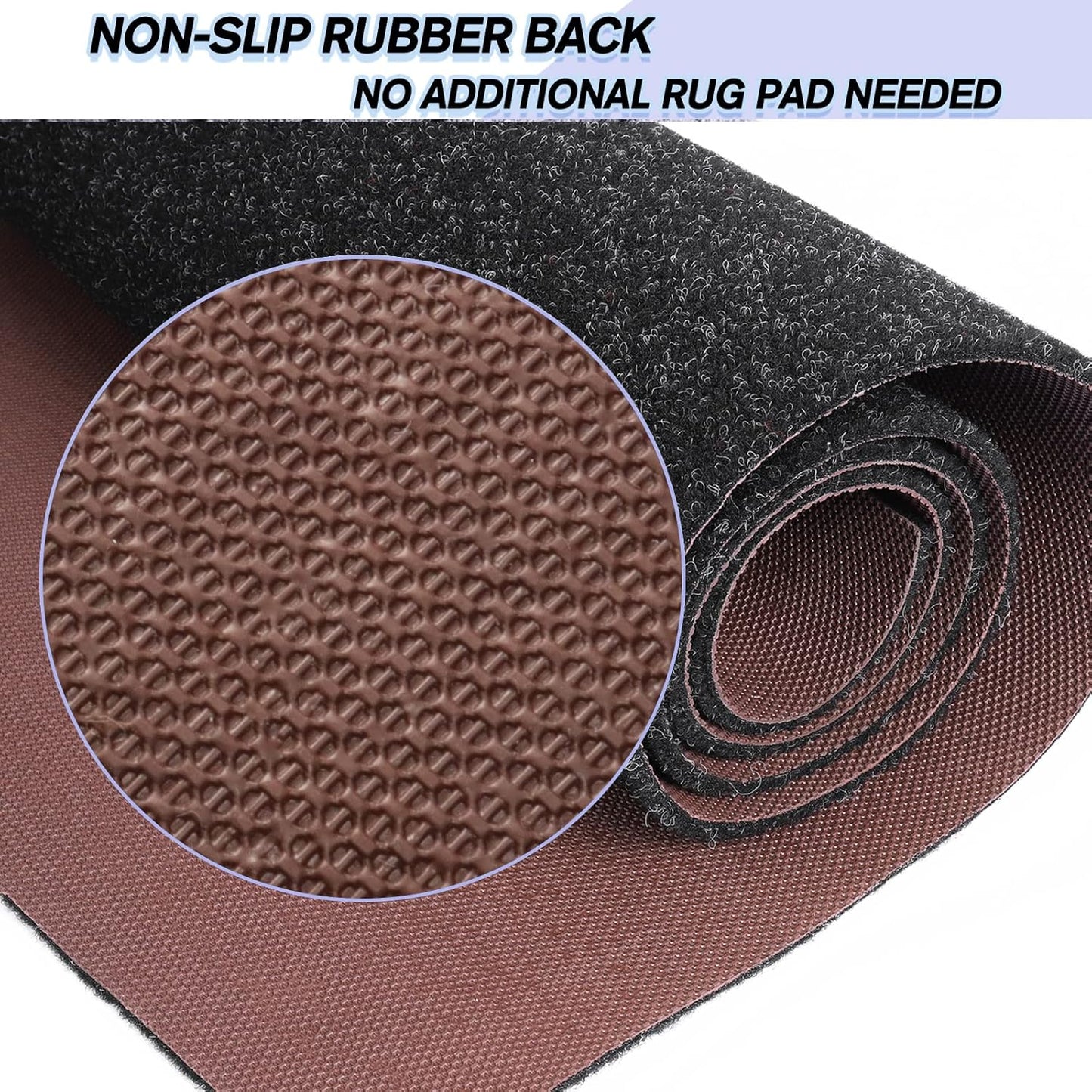 Custom Size Backed Non-Slip Area Rugs Runner, Easy Clean, Waterproof Runner Rugs for Hallway Entryway, Kitchen, Laundry, 2FT x 54FT, Black