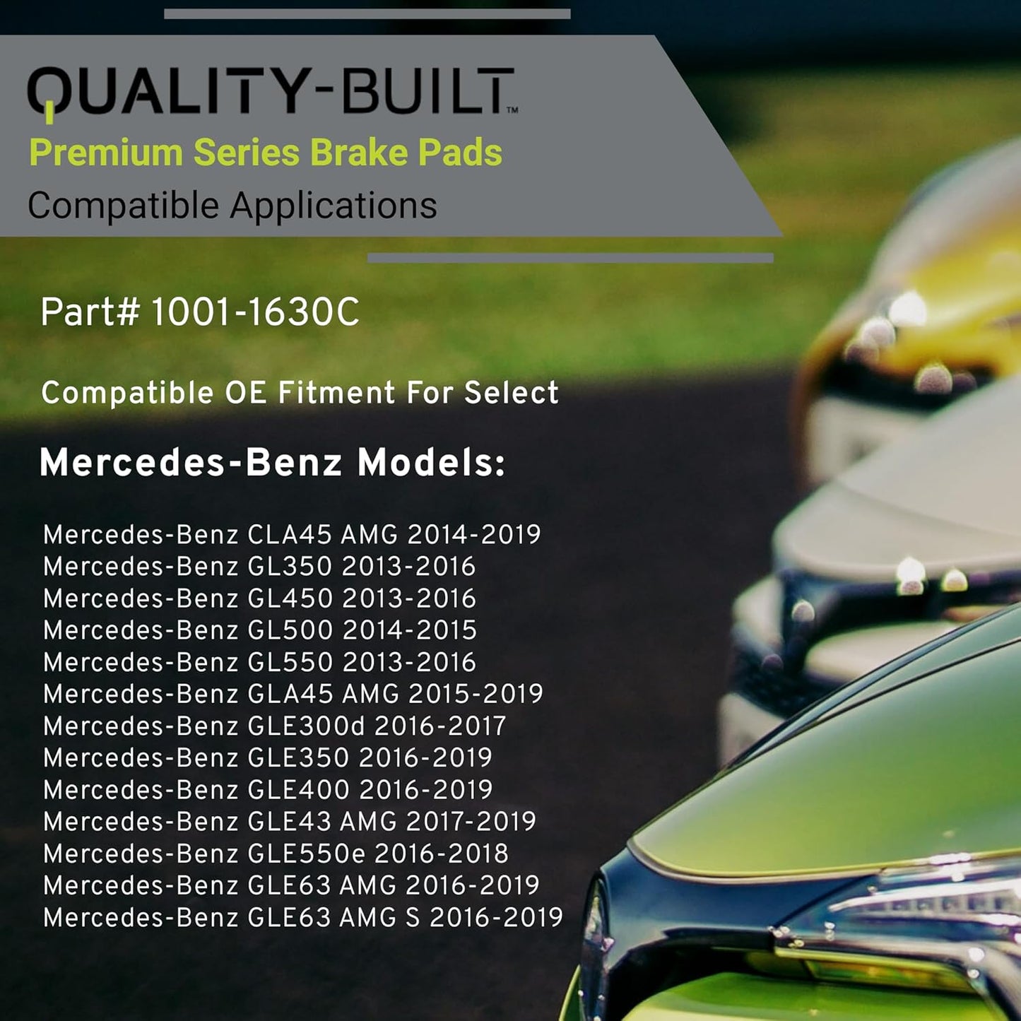 Premium Ceramic Rear Brake Pads (1001-1630C) Compatible with 2012-2020 Mercedes-Benz (CLA45 AMG/GL350/GL450/GL500/GL550/GLA45 AMG/GLE300d/GLE350/GLE400/GLE43 AMG/GLE63 AMG & More)