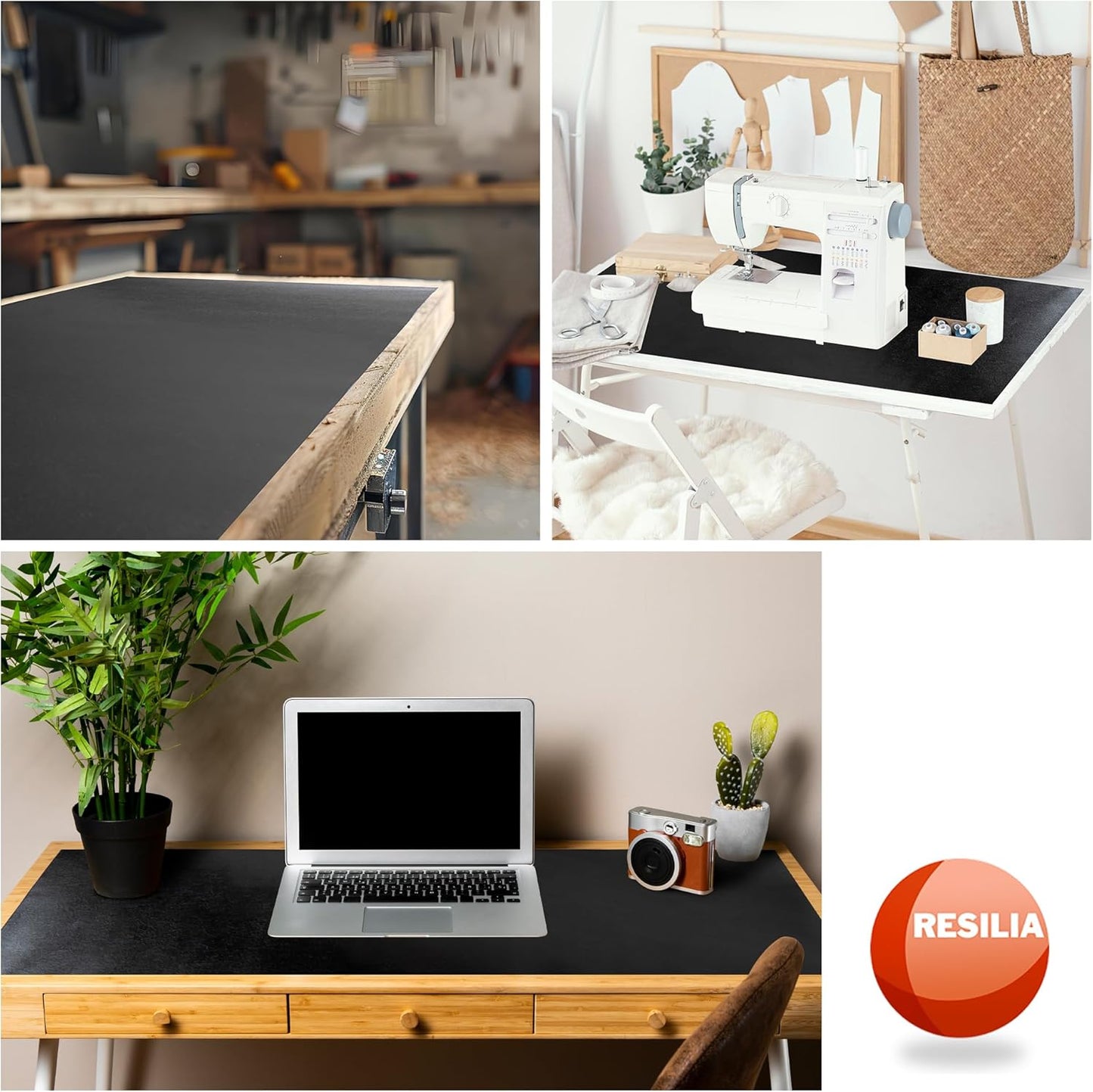 RESILIA Work Bench Mat - 24" X 96", Scratch-Resistant PVC Mats - Protect Your Workbench, Table, or Tool Station from Painting, Woodworking, Crafting, Building, & More, Black, Made in The USA
