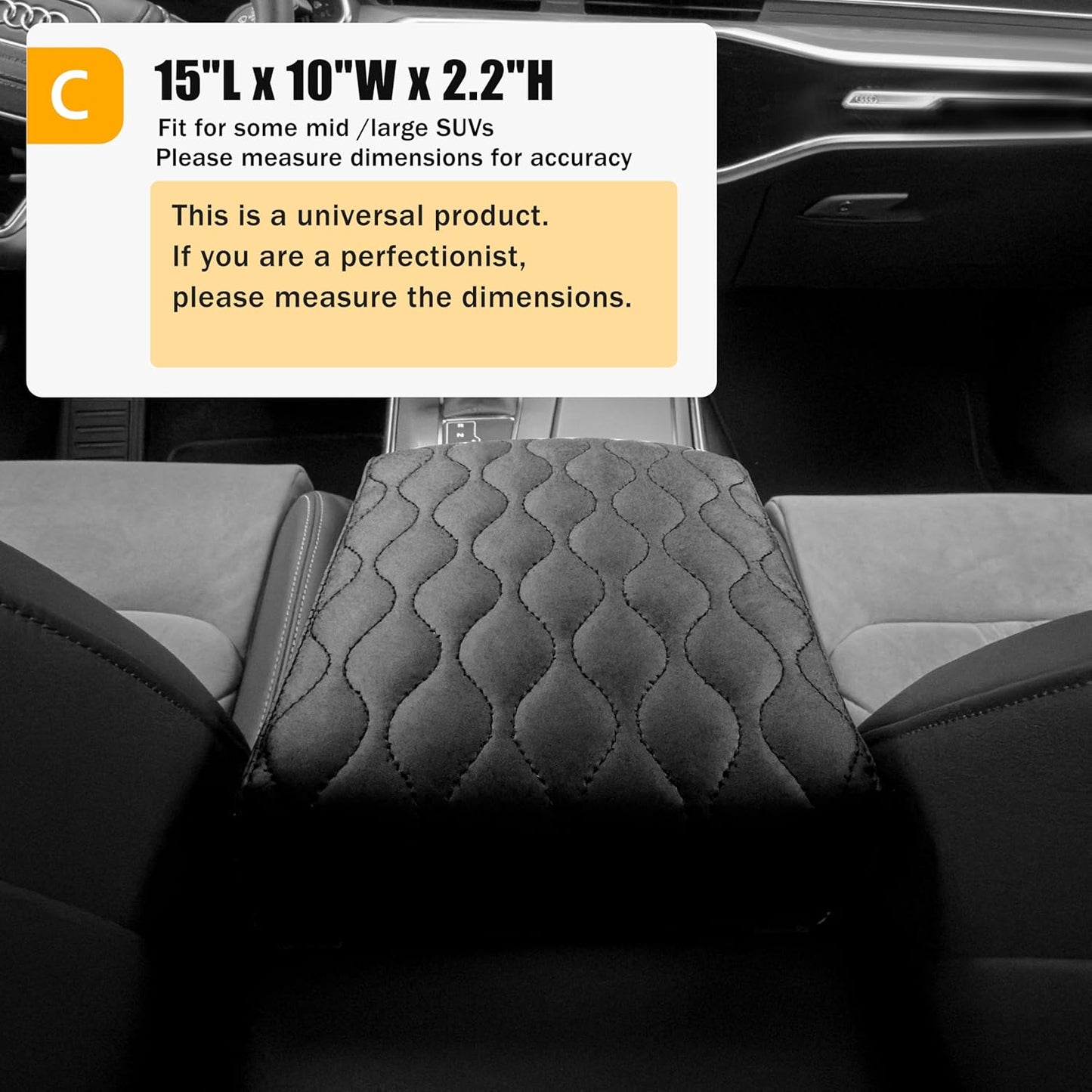 Car Center Console Cover pad PU Leather,Black Armrest Box mat, Vehicle Arm Rest Cushion Protector,Memory Foam napa Leather,Consoles Hand Rest Pillow(sizeC 15 x 10 x 2.2 inch)