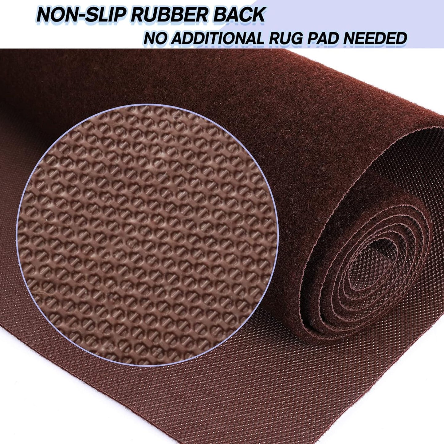 Custom Size Backed Non-Slip Area Rugs Runner, Easy Clean, Waterproof Runner Rugs for Hallway Entryway, Kitchen, Laundry, 4FT x 12FT, Brown