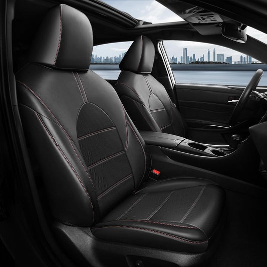 for Toyota Camry Seat Covers Hybrid XLE XSE 2018 2019 2020 2021 2022 2023 2024 - Custom Car Seat Cover Full Set, Leather Seat Cover for Cars, Waterproof Breathable Cushion Protector Black Red