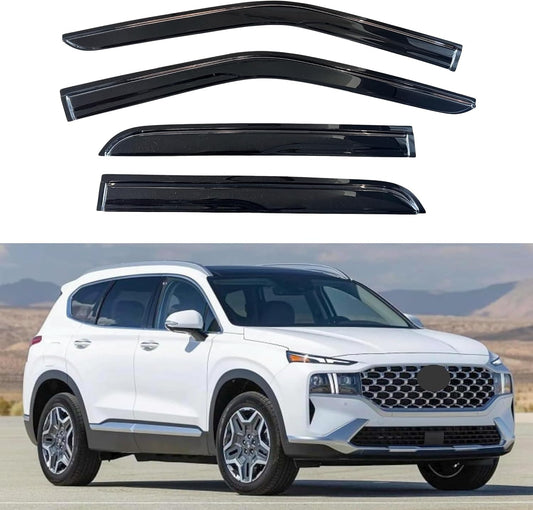 KPY Window Visor Compatible with Hyundai Santa Fe 2019-2023, 4PC Rain Guard Side Window Vent Deflectors Tape-On Mugen Style, 2019 2020 2021 2022 2023