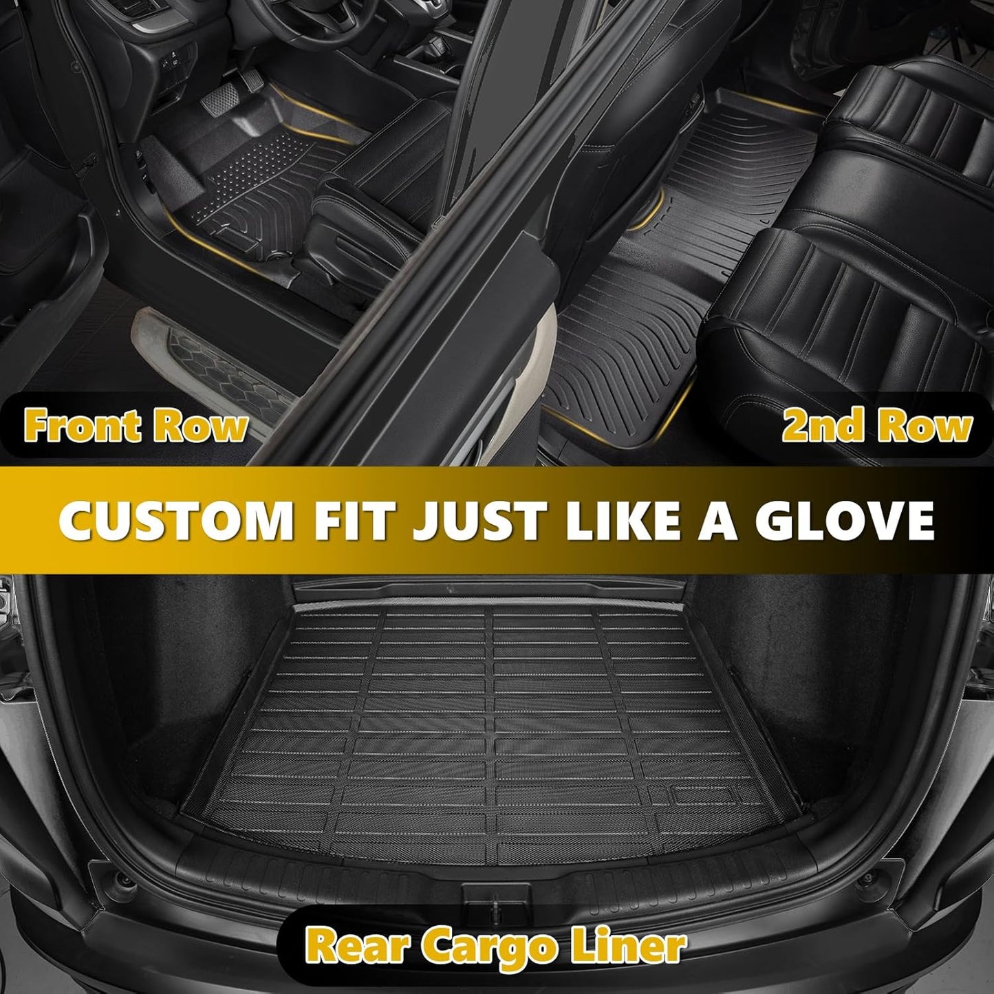 GINOWY-Floor Mats & Cargo Liner for Infiniti QX50 2019-2025 & 2022-2025 Infinit QX55, All Weather Car Floor Mat Rubber Liners Cargo Trunk Mat for Infiniti QX50 Accessories