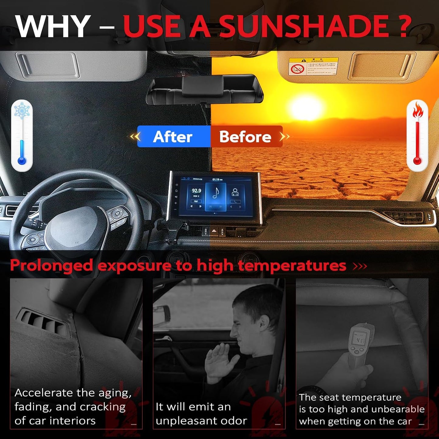 KAYZT Windshield Sun Shade for 2018-2025 2026 Hon-da Odyssey LX EX EX-L Touring Elite Minivan Foldable Sunshade Front Window Custom Fit Car Accessories