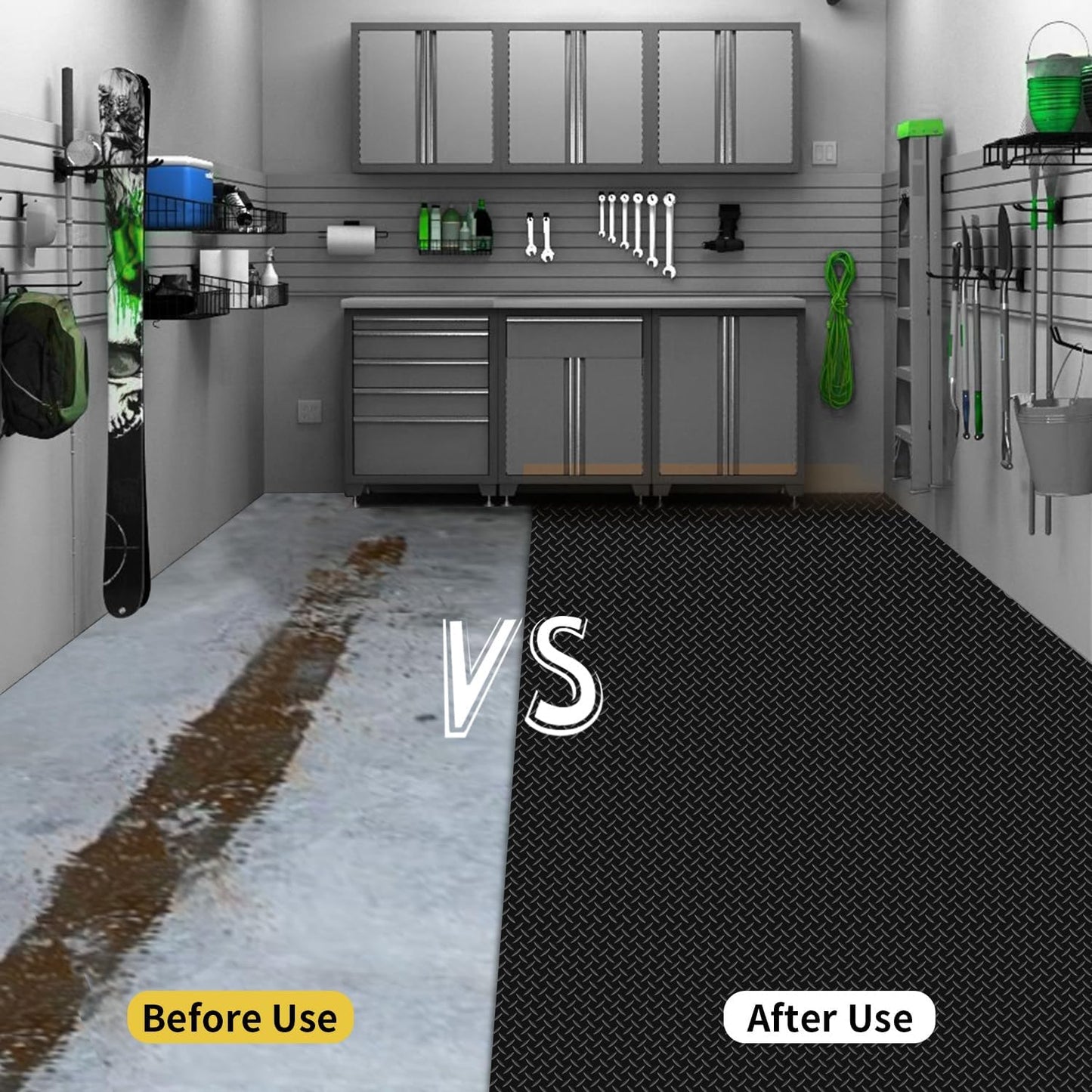 Premium Garage Floor Mat, Commercial Grade Heavy Duty Parking Mat for Garage Floor, Golf Cart Parking, Water/Stain Resistant Floor Runner (Black Diamond, 4 x 10 Feet)