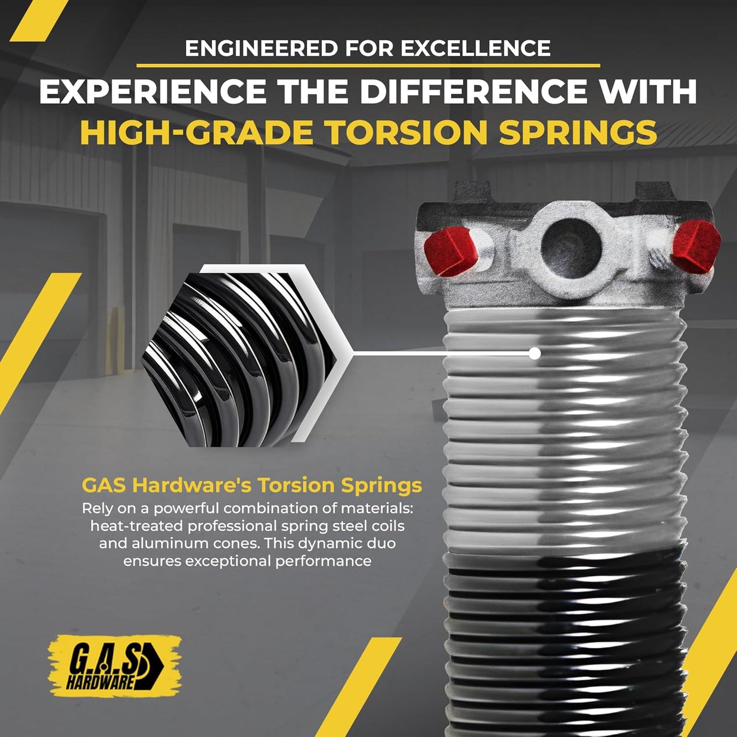Garage Door Torsion Spring 218x2x25 Torsion Springs for Left Side of Garage Door with 1" Steel Bearing, Gloves, and Winding Bars Precision E-Coating 5-Year Warranty Minimum 30,000 Cycles (Red Cone)
