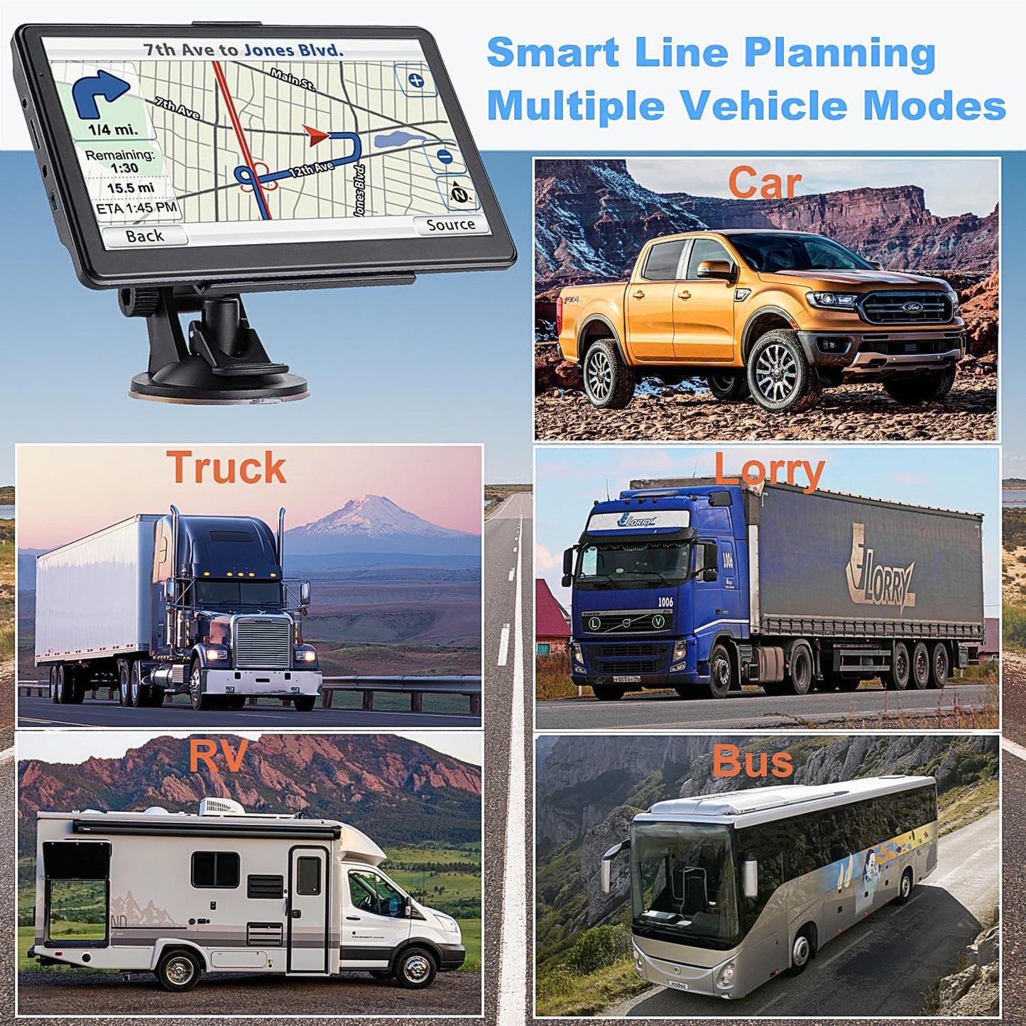 GPS Navigator for Car Truck RV - 7'' HD Touchscreen Navigation System, Latest 2025 Maps Free Lifetime Updates, Speed & Red Light Warning, Turn-by-Turn Voice Guidance, GPS Navigation for All Cars