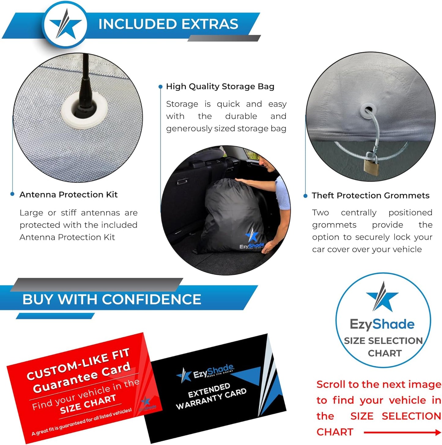 EzyShade 10-Layer Car Cover Waterproof All Weather. See Vehicle Size-Chart for Accurate Fit. Outdoor Full Exterior Covers for Automobiles Sedan Hatch SUV Rain Sun Protection. Size A0 (See SizeChart)