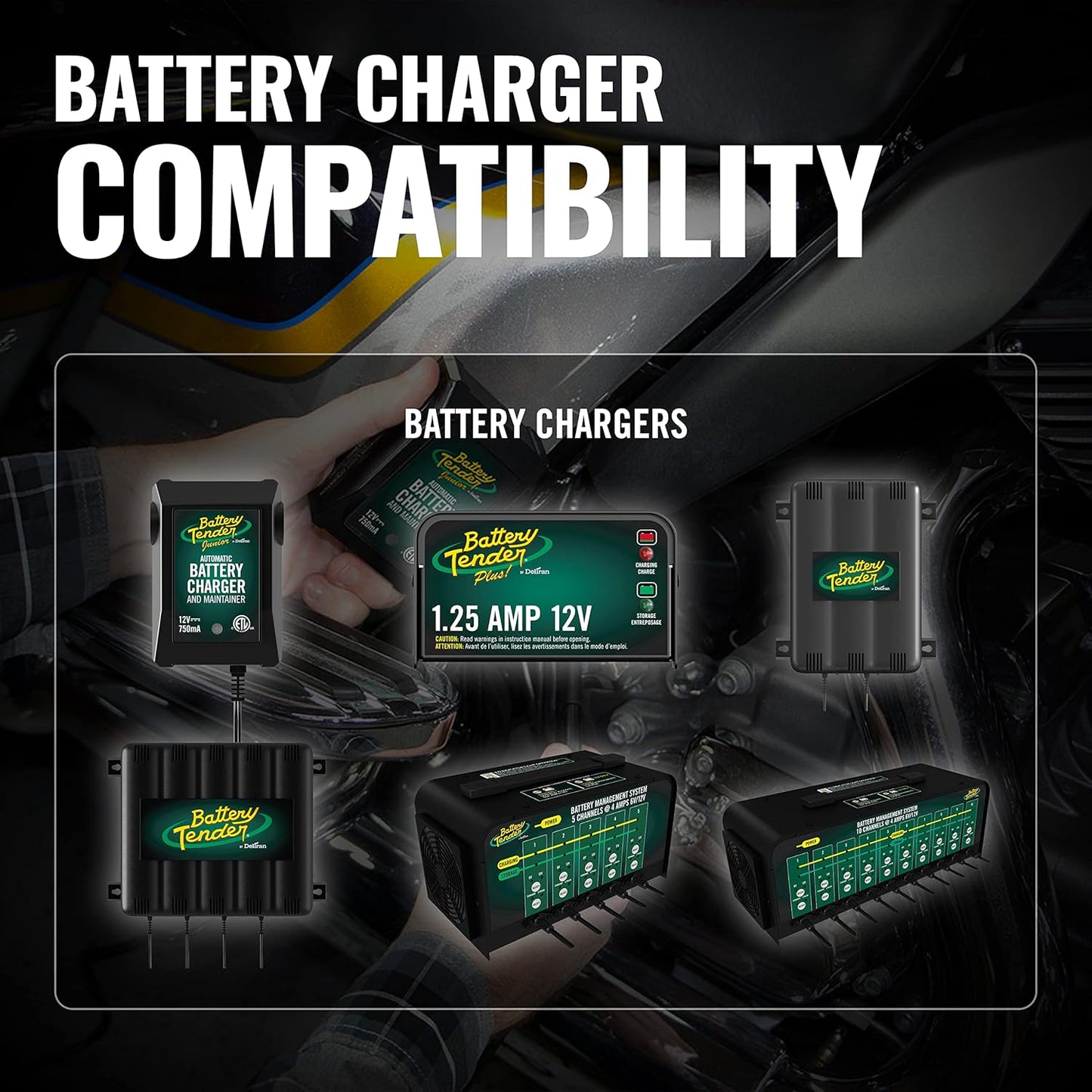 Battery Tender 12 Foot Extension SAE Cable 4 Pack - Designed for Use with Battery Tender Chargers - Quick Connect Plugs for Easy Connection to Motorcycle, Cars, ATVs and More - 081-0148-12-BG4