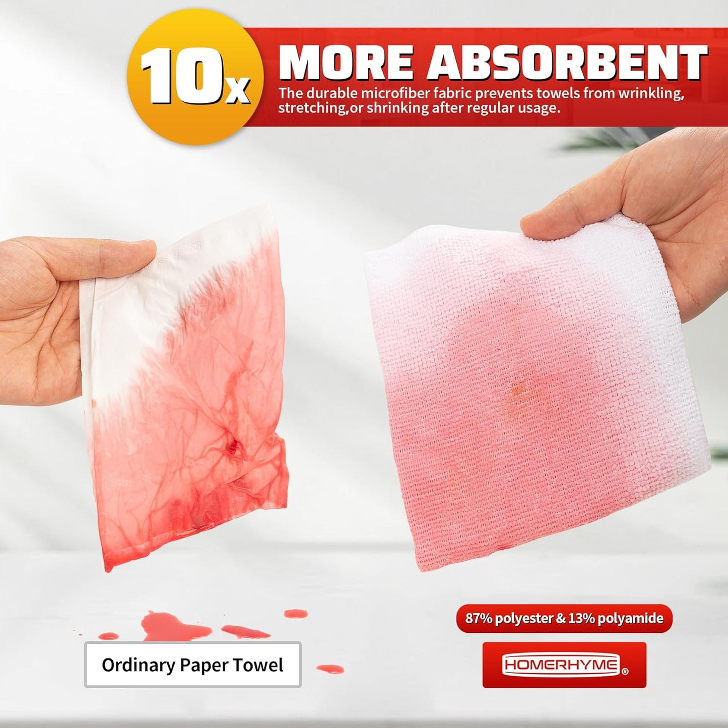 HOMERHYME White Microfiber Cleaning Cloth, 150 Pack Shop Towels All-Purpose Cleaning Rags, Bulk Lint-Free Washcloth Reusable Microfiber Towels for Cars Mechanic Garage & Housekeeping 11.5"*11.5"