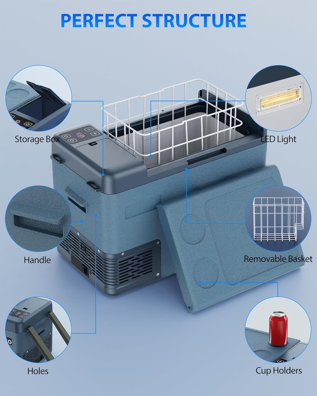 Aeitto 12 Volt Car Refrigerator 30Quart Car Fridge Freezer Electric Cooler Portable Cooler 12V Fridge RV Refrigerator -4℉-68℉ Temp Control 12/24V DC & 100-240V AC for Travel, Camping, RV, Road