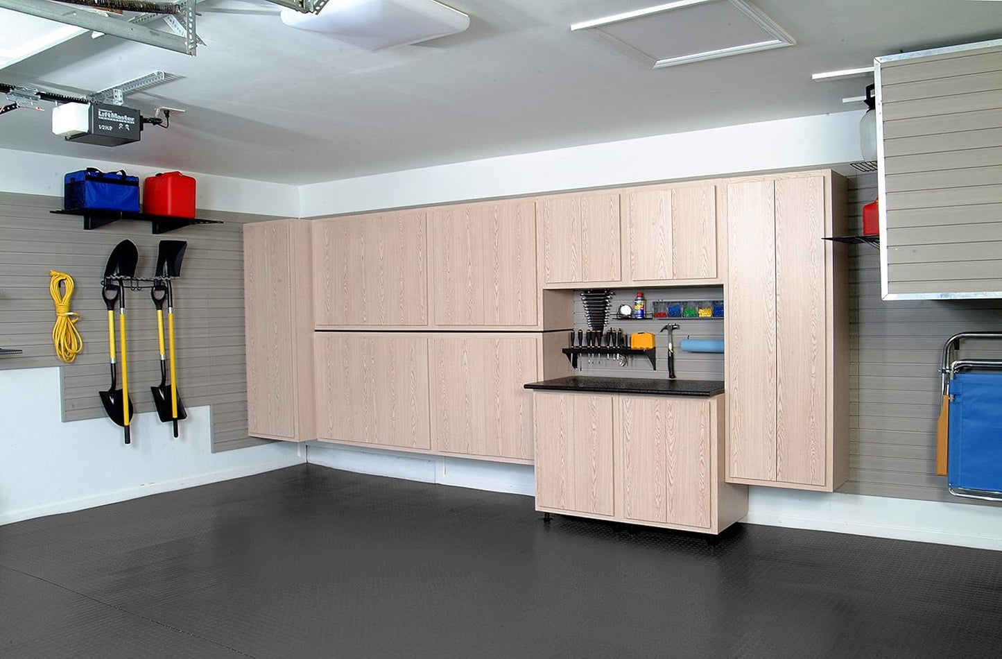 G-Floor Seamless Sheet Vinyl Shed Flooring Cover with Bonded Fibrous Backing - Coin Pattern (8' x 16', Slate Grey)