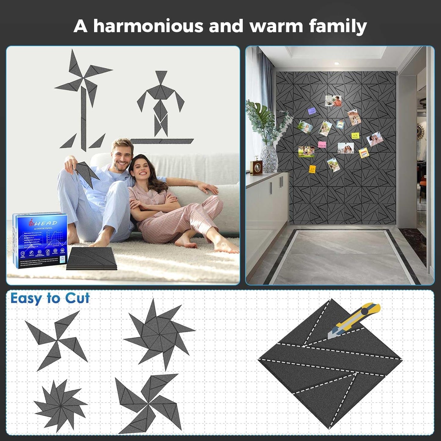 12 Pack Large Self-Adhesive Soundproof Wall Panels, 15.7 x 15.7 x 0.47 in Sound Proof Foam Panels for Walls, 1.2lb/ft³ High Density,Large Size Acoustic Panels, Sound Dampening Panels White