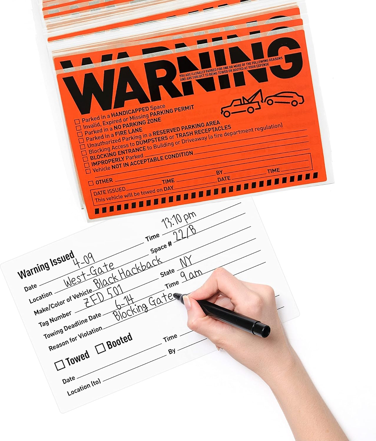 Easykart Labels 250 Parking Violation Notice Tow Stickers for Car Vehicle - Private Parking Warning Adhesive Car Window Fluorescent Labels (5 Pack)