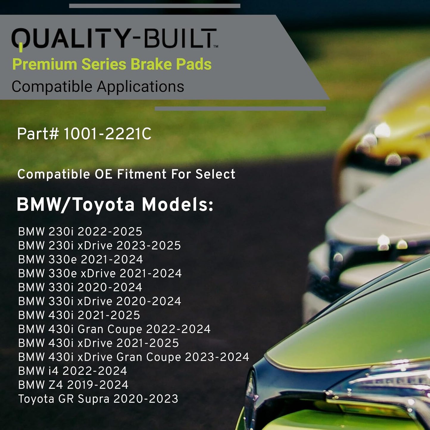 Premium Ceramic Rear Brake Pads (1001-2221C) Compatible with 2019-2025 BMW/Toyota (230i/230i xDrive/330e/330e xDrive/330i/330i xDrive/430i/430i Gran Coupe/430i xDrive/GR Supra/i4/Z4)
